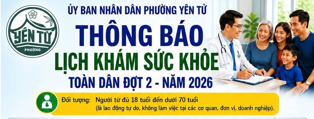 THÔNG BÁO LỊCH KHÁM SỨC KHỎE TOÀN DÂN ĐỢT 2 NĂM 2026