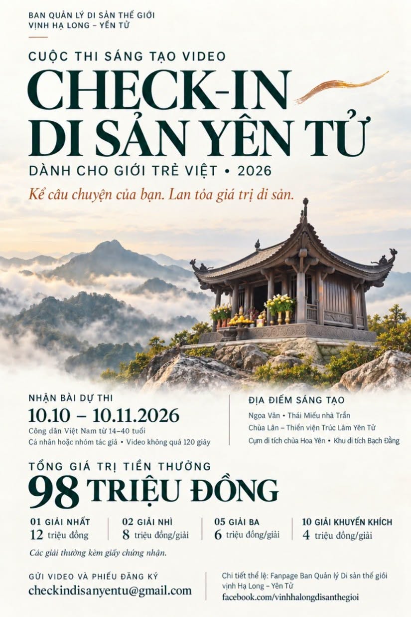 CUỘC THI SÁNG TẠO VIDEO CHECK-IN DI SẢN YÊN TỬ 2026